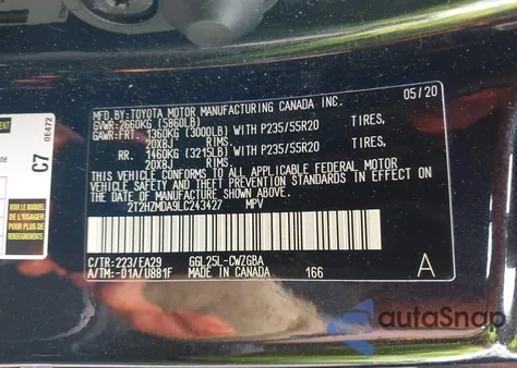 2020 Lexus Rx 350 из США, поврежденный, VIN 2T2HZMDA9LC243427